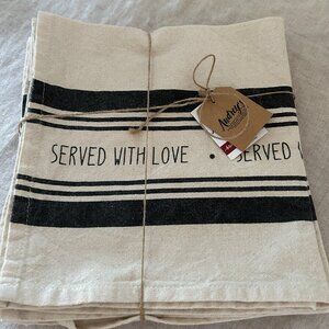 NWT - 'Audrey's' 100% Cotton Reusable Napkins - "Served with Love"